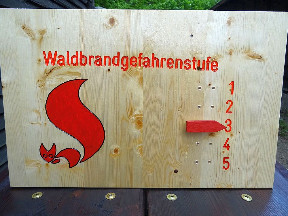 Waldbrandwarnstufen-Schilder zur Besucherinformation installiert
