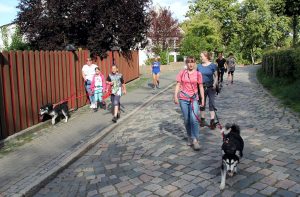Ferienpassaktion - Corinna König führt die Teilnehmer und das Rudel durch die Goslarer Altstadt
