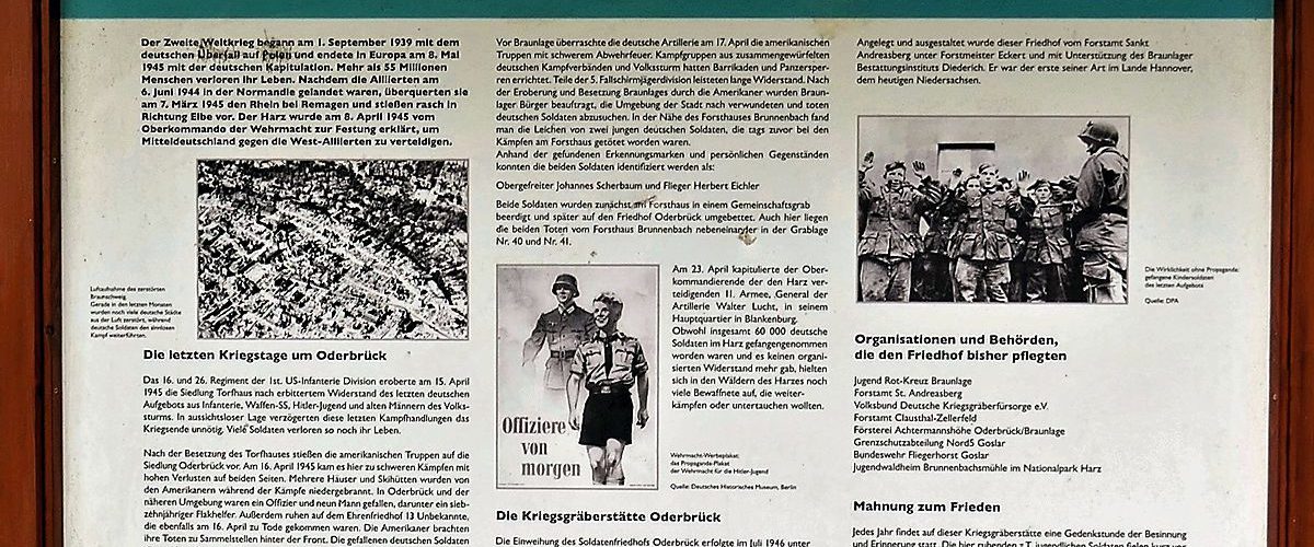 Gedenken und Kranzniederlegung auf der Kriegsgräberstätte Oderbrück - Geschichts- und Erinnerungstafel